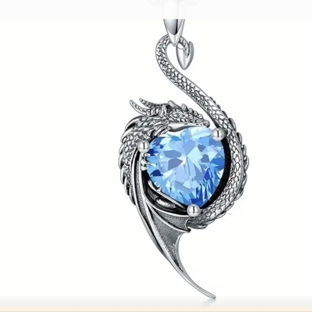 SOLD-Blue Dragon Pendant Necklace